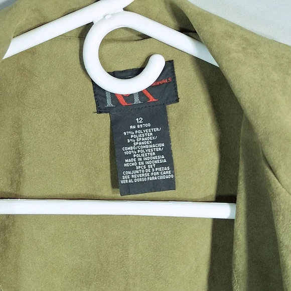 R&K Women's Size 12 Y2K Avocado Faux Suede Vintage Blazer - Picture 2 of 7